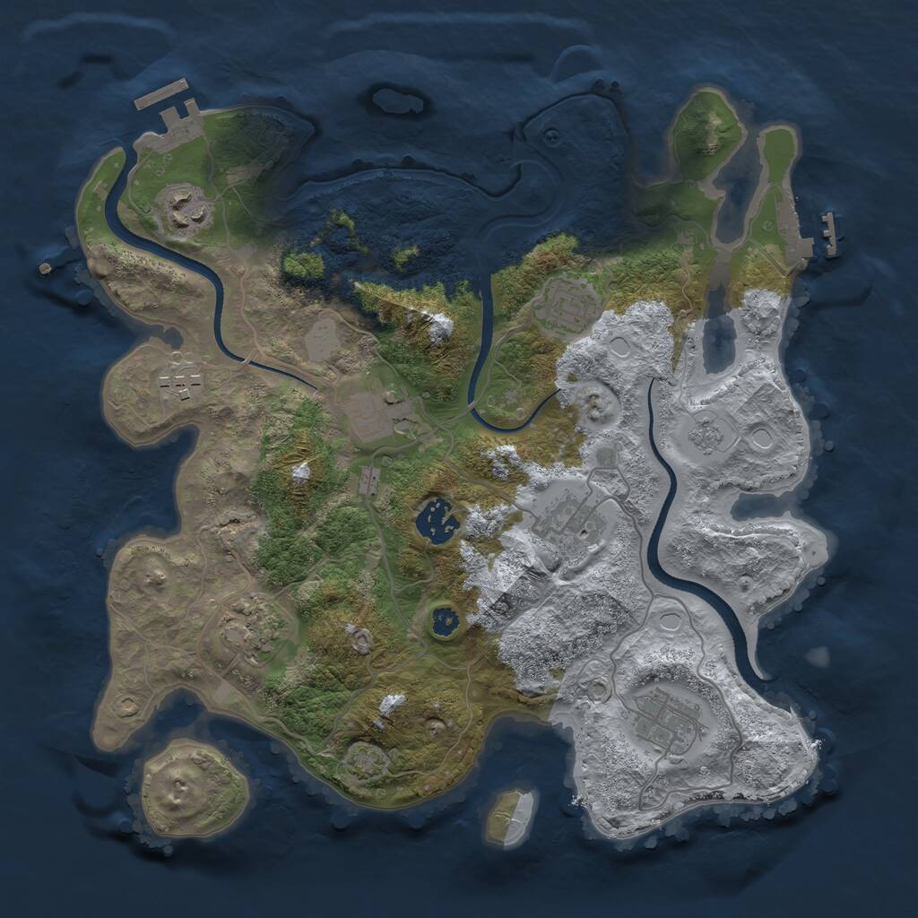 Rust Map: Procedural Map, Size: 3300, Seed: 428063269, 13 Monuments