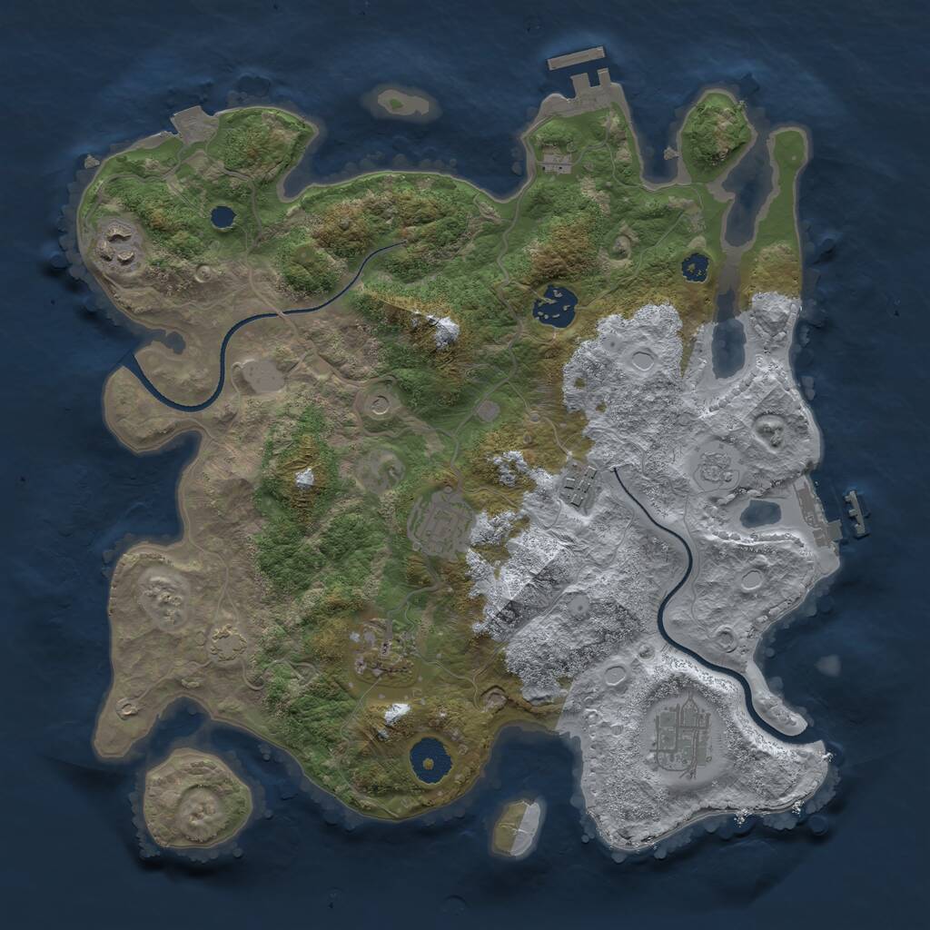 Rust Map: Procedural Map, Size: 3300, Seed: 428063269, 12 Monuments