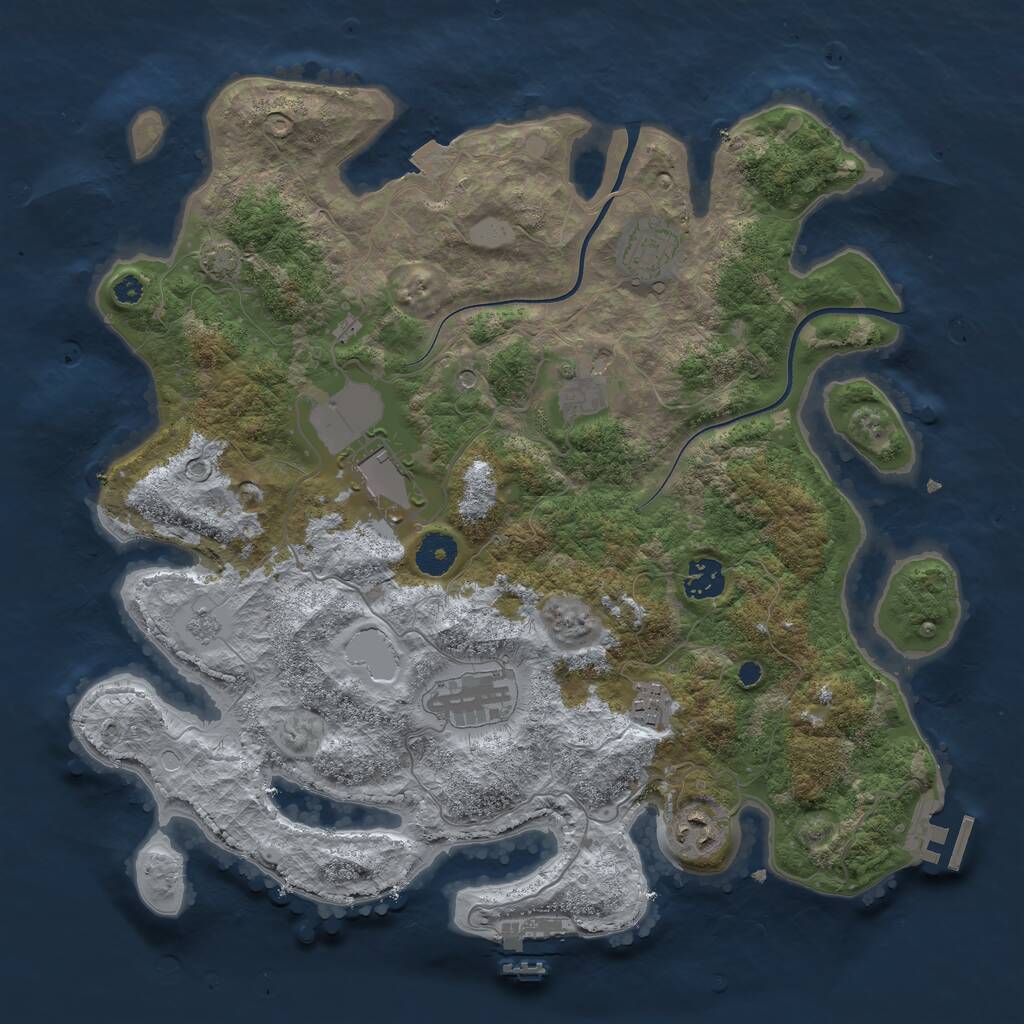 Rust Map: Procedural Map, Size: 3700, Seed: 998122, 13 Monuments