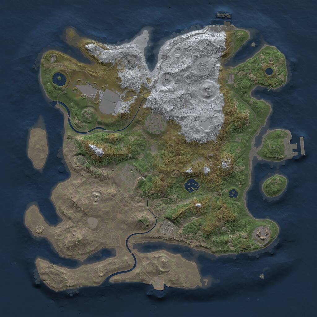 Rust Map: Procedural Map, Size: 3500, Seed: 828556490, 12 Monuments