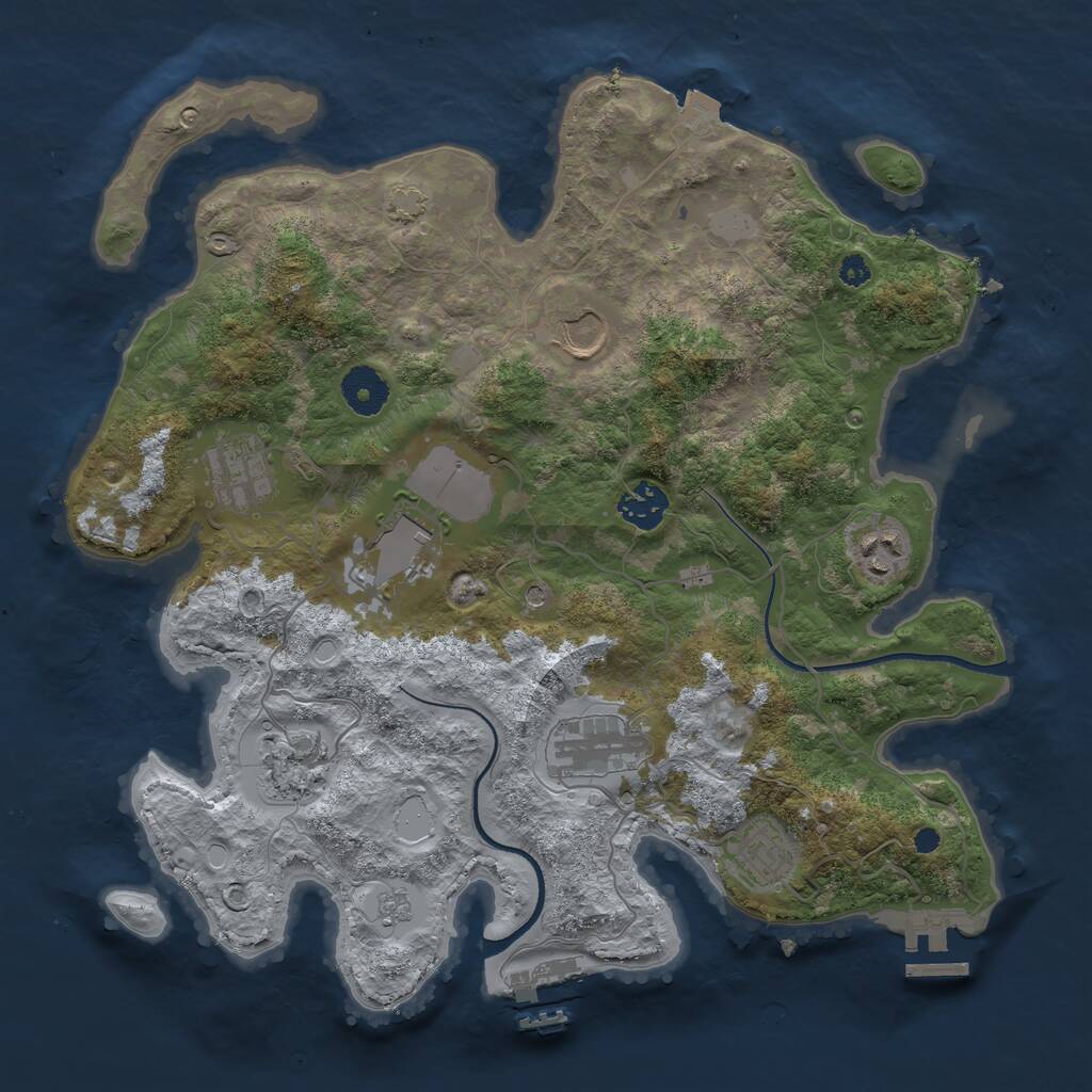 Rust Map: Procedural Map, Size: 3500, Seed: 2041057972, 14 Monuments