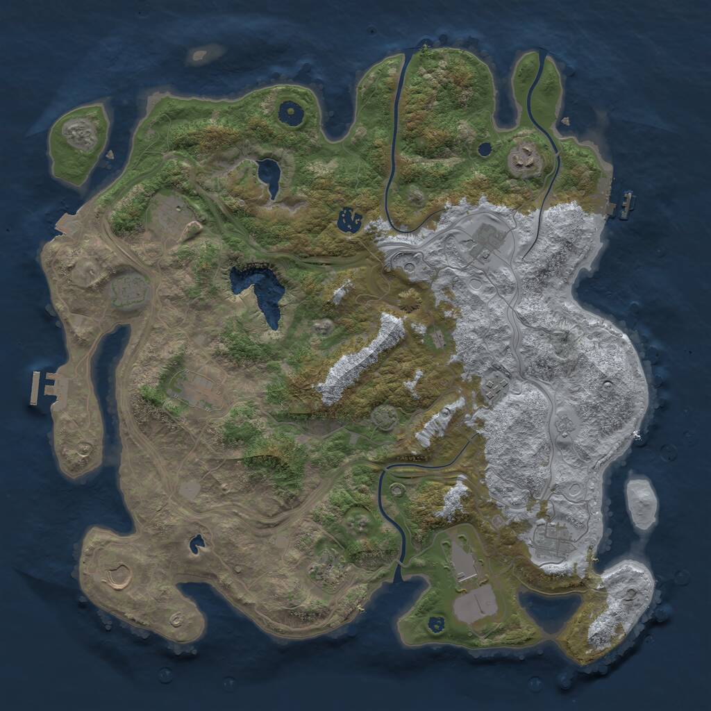 Rust Map: Procedural Map, Size: 4250, Seed: 381254534, 17 Monuments