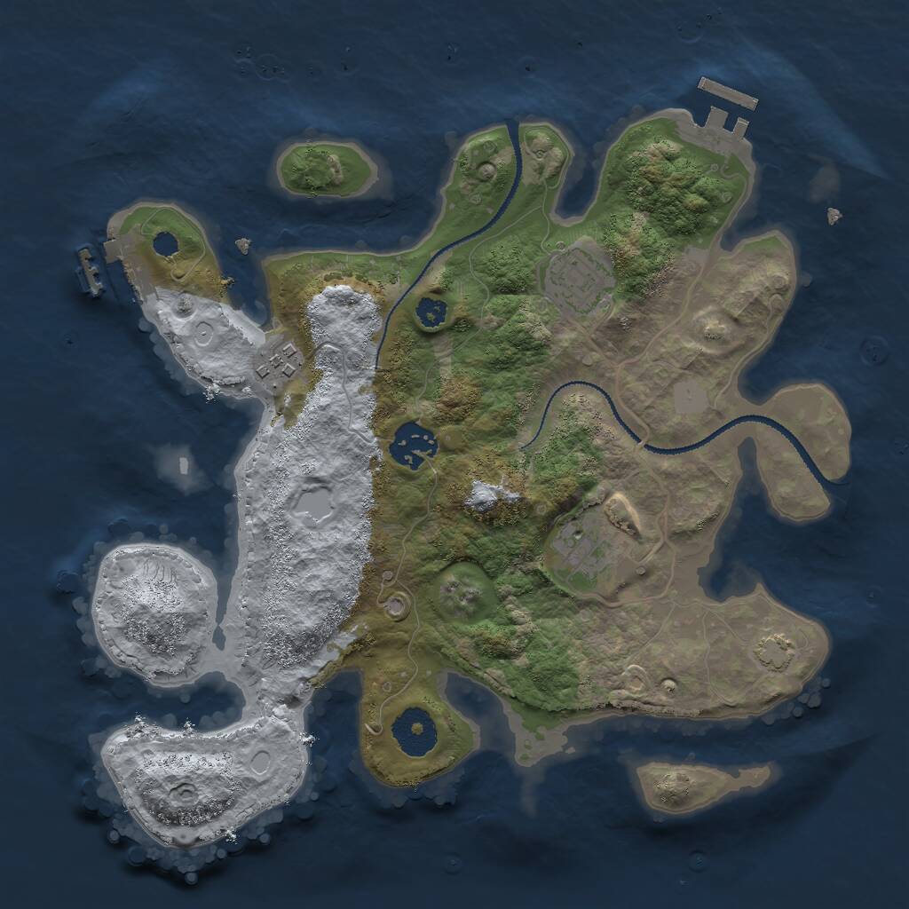 Rust Map: Procedural Map, Size: 3000, Seed: 21531, 8 Monuments