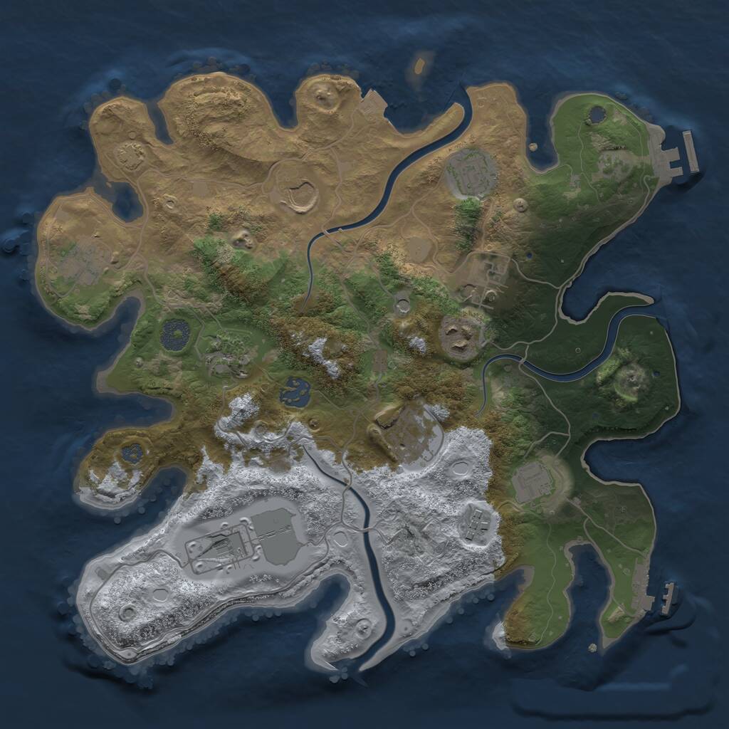 Rust Map: Procedural Map, Size: 3500, Seed: 9316872, 15 Monuments