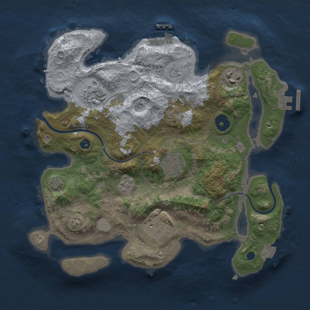 Rust Map: Procedural Map, Size: 3000, Seed: 859377257, 11 Monuments