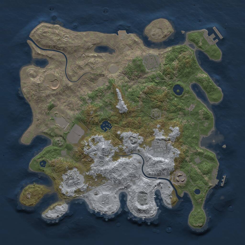 Rust Map: Procedural Map, Size: 3500, Seed: 17987547, 14 Monuments