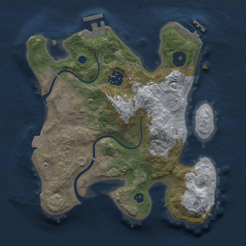 Rust Map: Procedural Map, Size: 2500, Seed: 1310573568, 6 Monuments