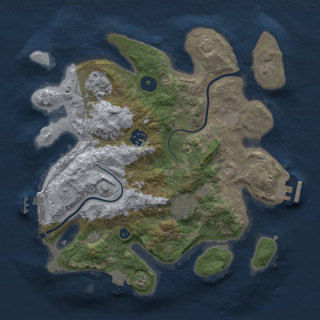 Rust Map: Procedural Map, Size: 3000, Seed: 373567865, 9 Monuments