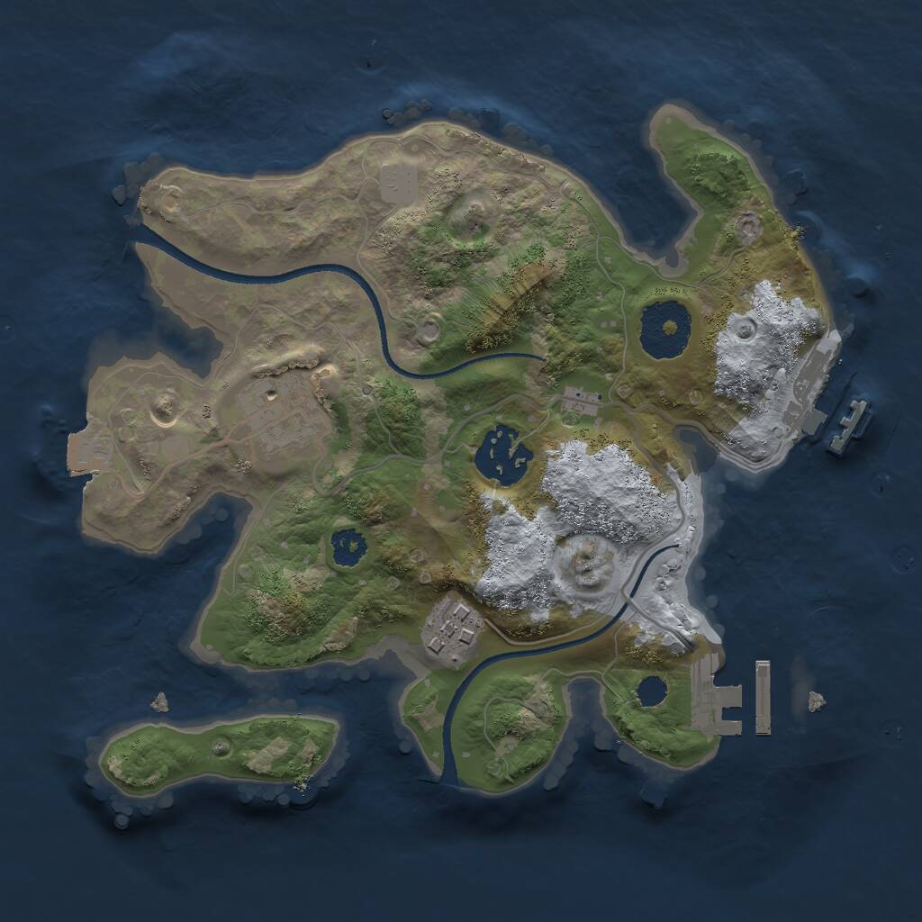 Rust Map: Procedural Map, Size: 2500, Seed: 99775, 6 Monuments