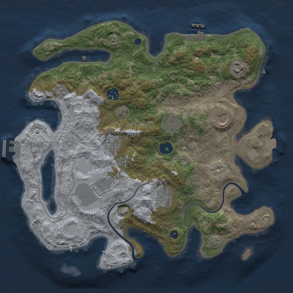 Rust Map: Procedural Map, Size: 3500, Seed: 1021448850, 14 Monuments