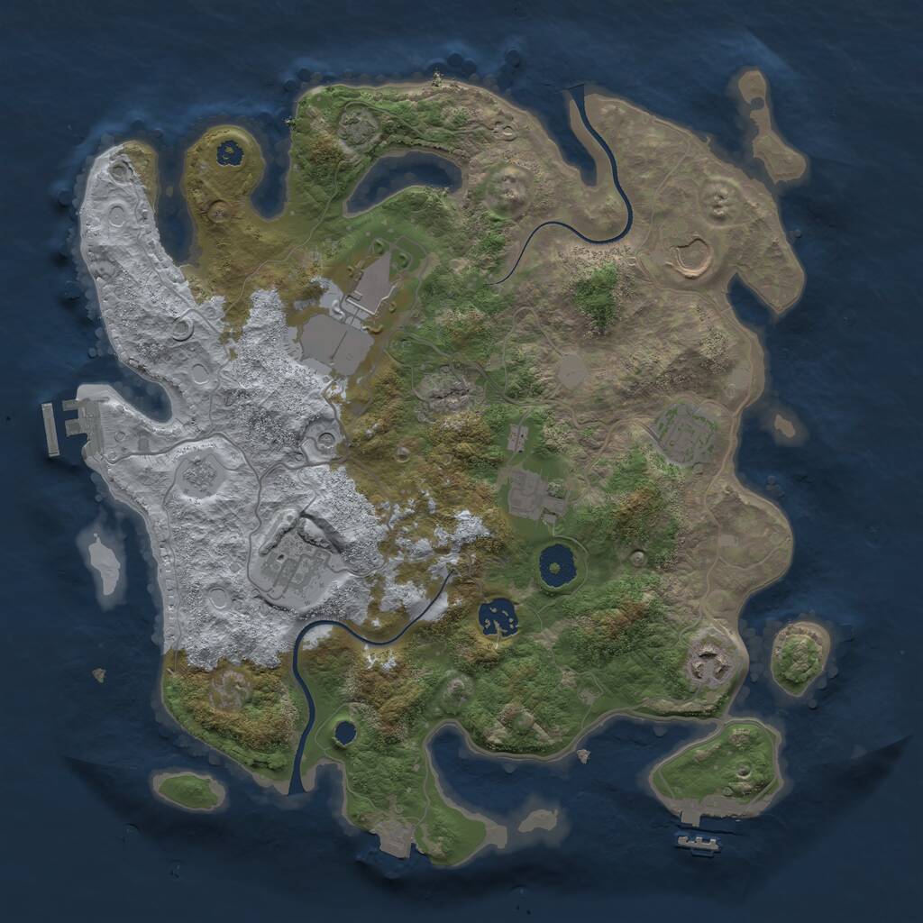 Rust Map: Procedural Map, Size: 3500, Seed: 20431834, 13 Monuments