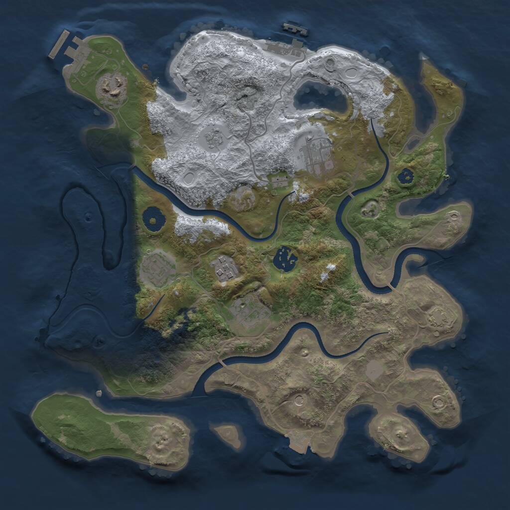 Rust Map: Procedural Map, Size: 3250, Seed: 358313591, 12 Monuments