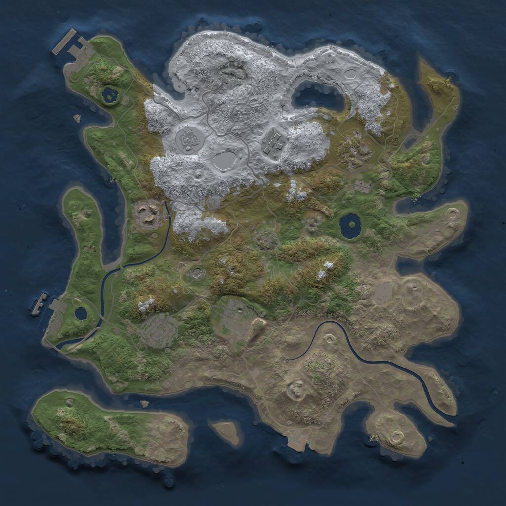 Rust Map: Procedural Map, Size: 3250, Seed: 358313591, 11 Monuments