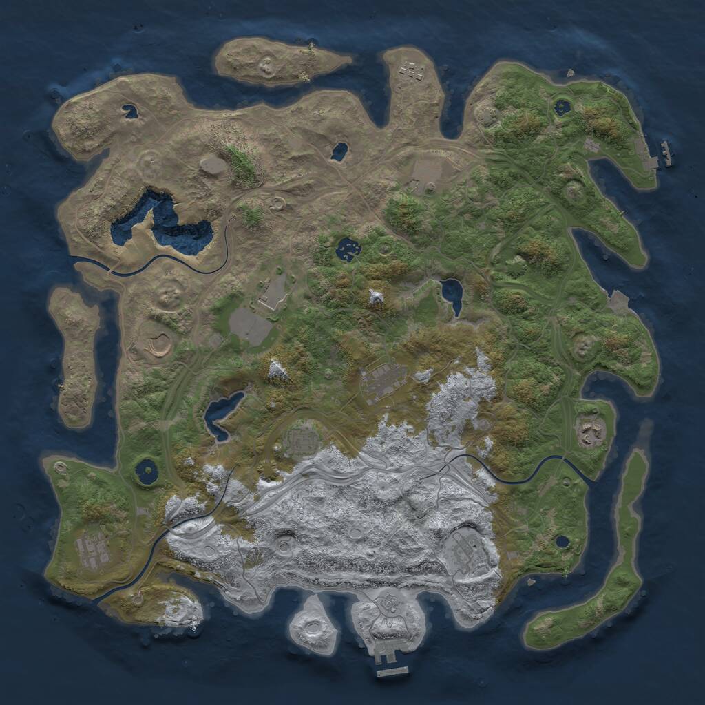 Rust Map: Procedural Map, Size: 4500, Seed: 248471313, 16 Monuments