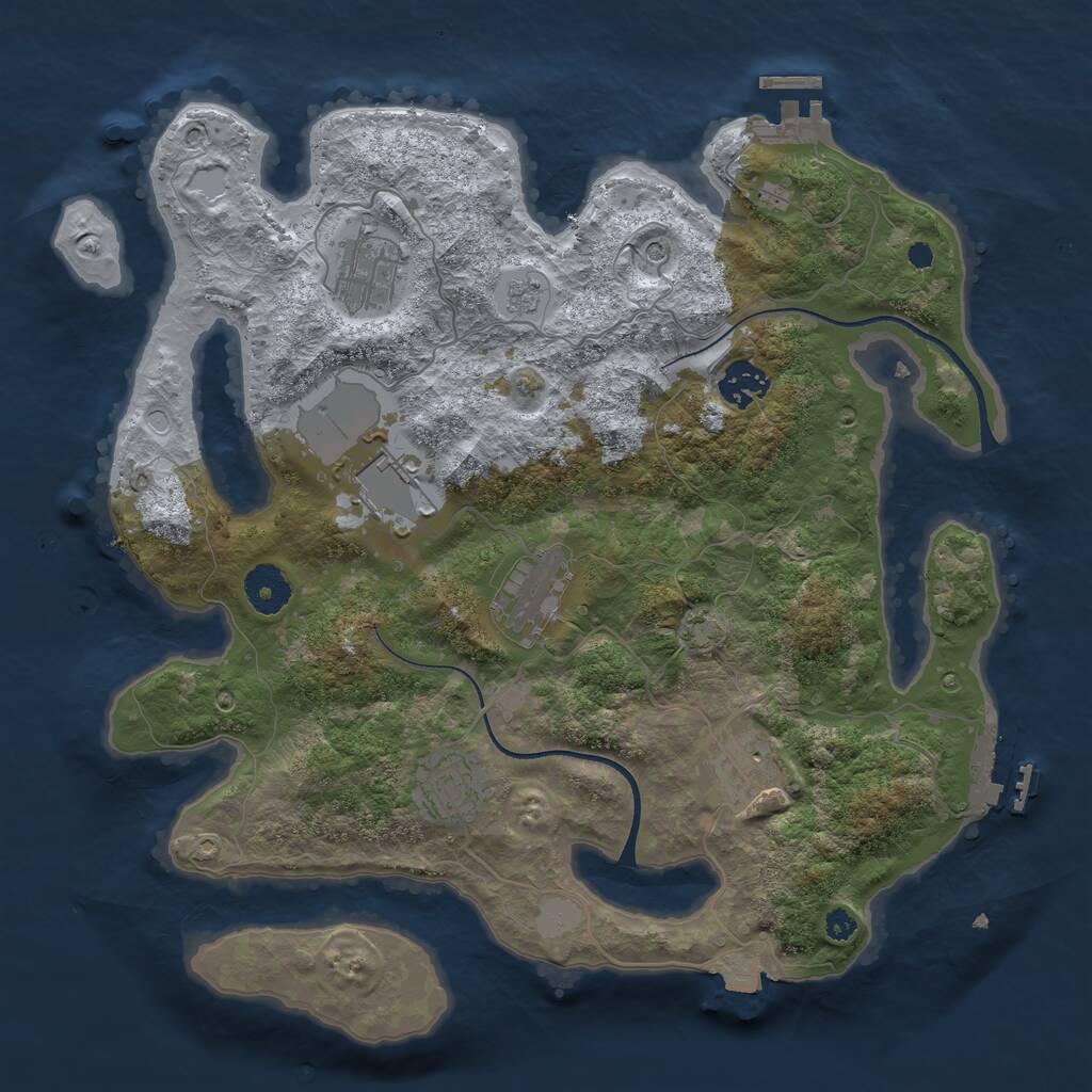 Rust Map: Procedural Map, Size: 3500, Seed: 253491432, 12 Monuments