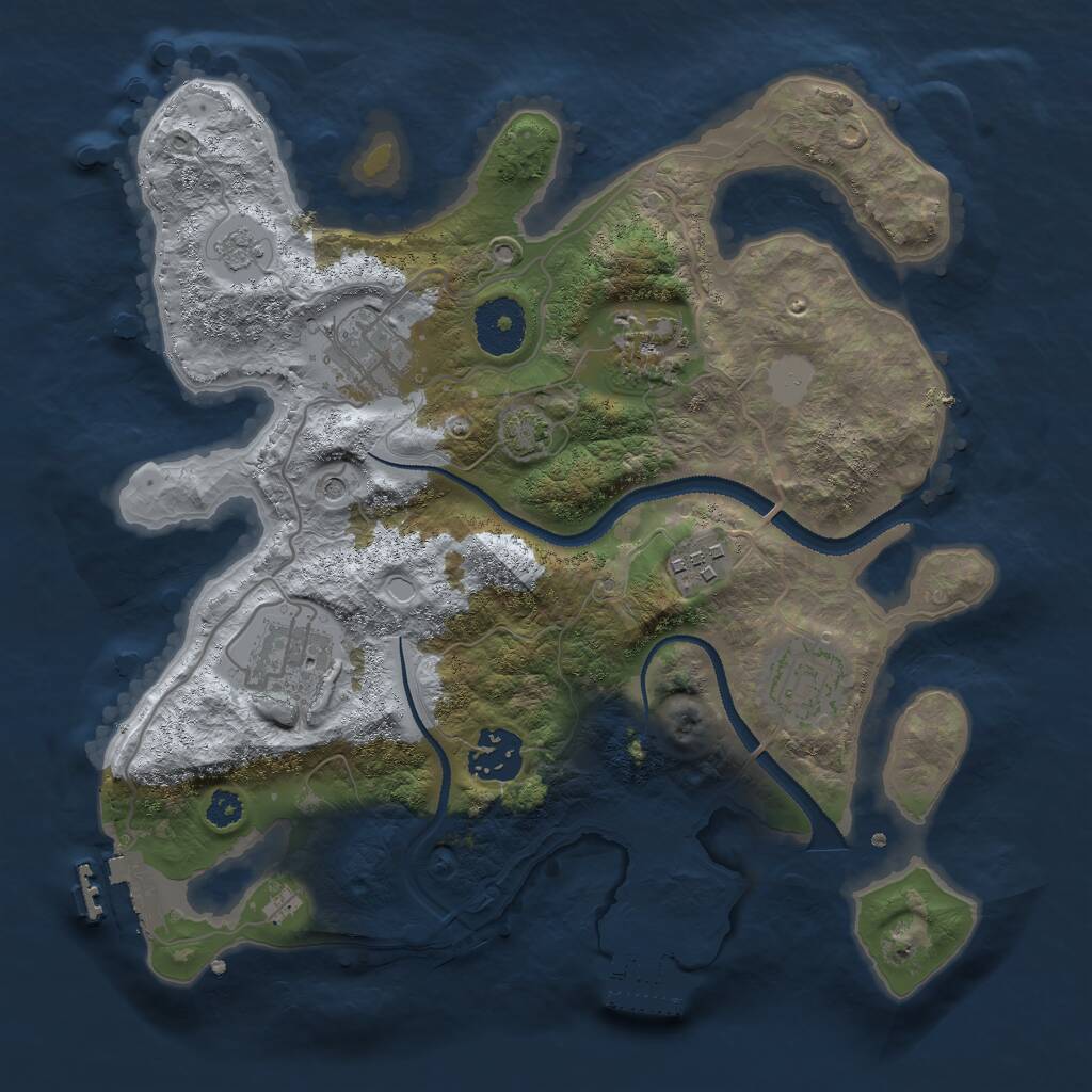 Rust Map: Procedural Map, Size: 3000, Seed: 725808487, 12 Monuments