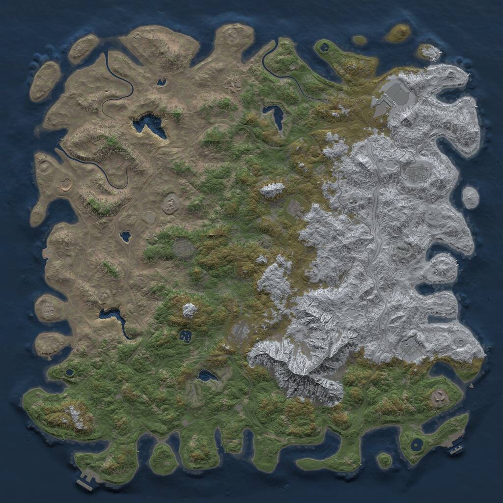 Rust Map: Procedural Map, Size: 6000, Seed: 662913782, 17 Monuments