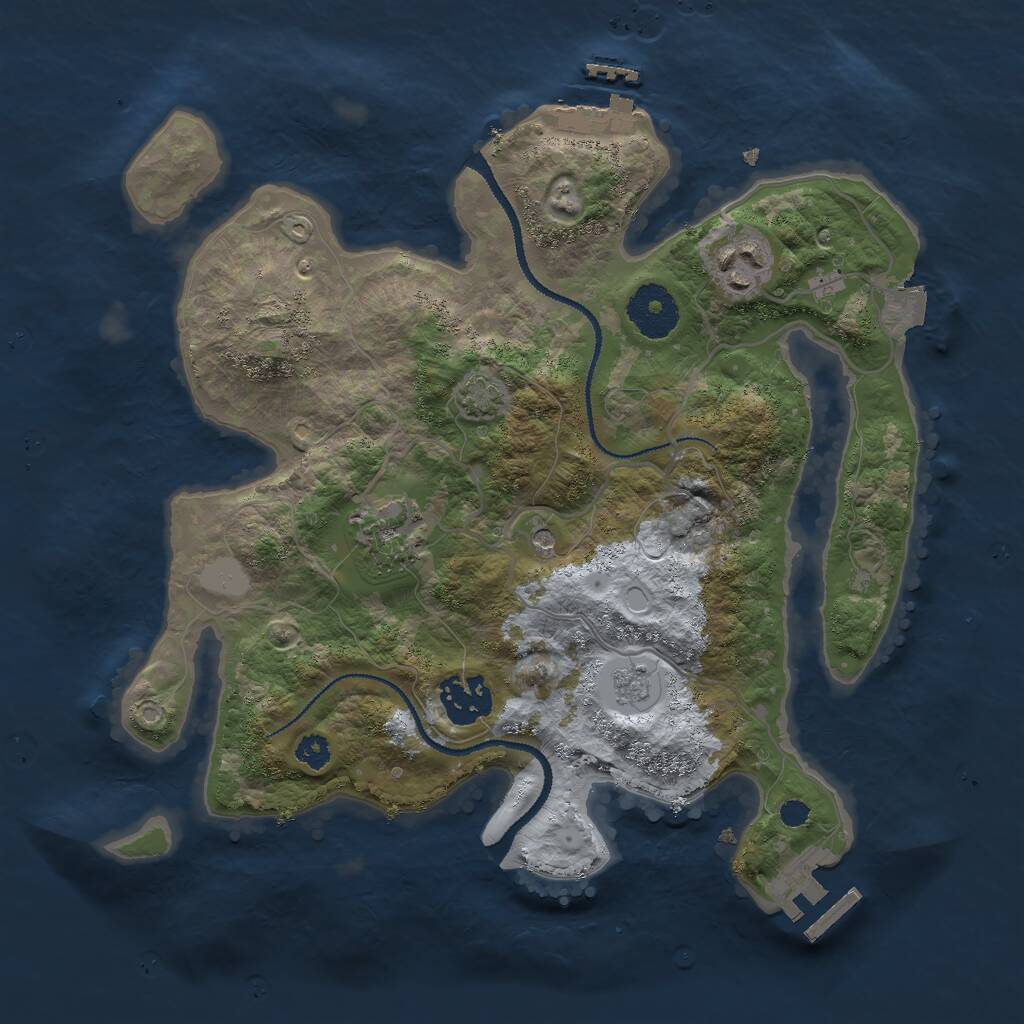 Rust Map: Procedural Map, Size: 3000, Seed: 908041907, 9 Monuments