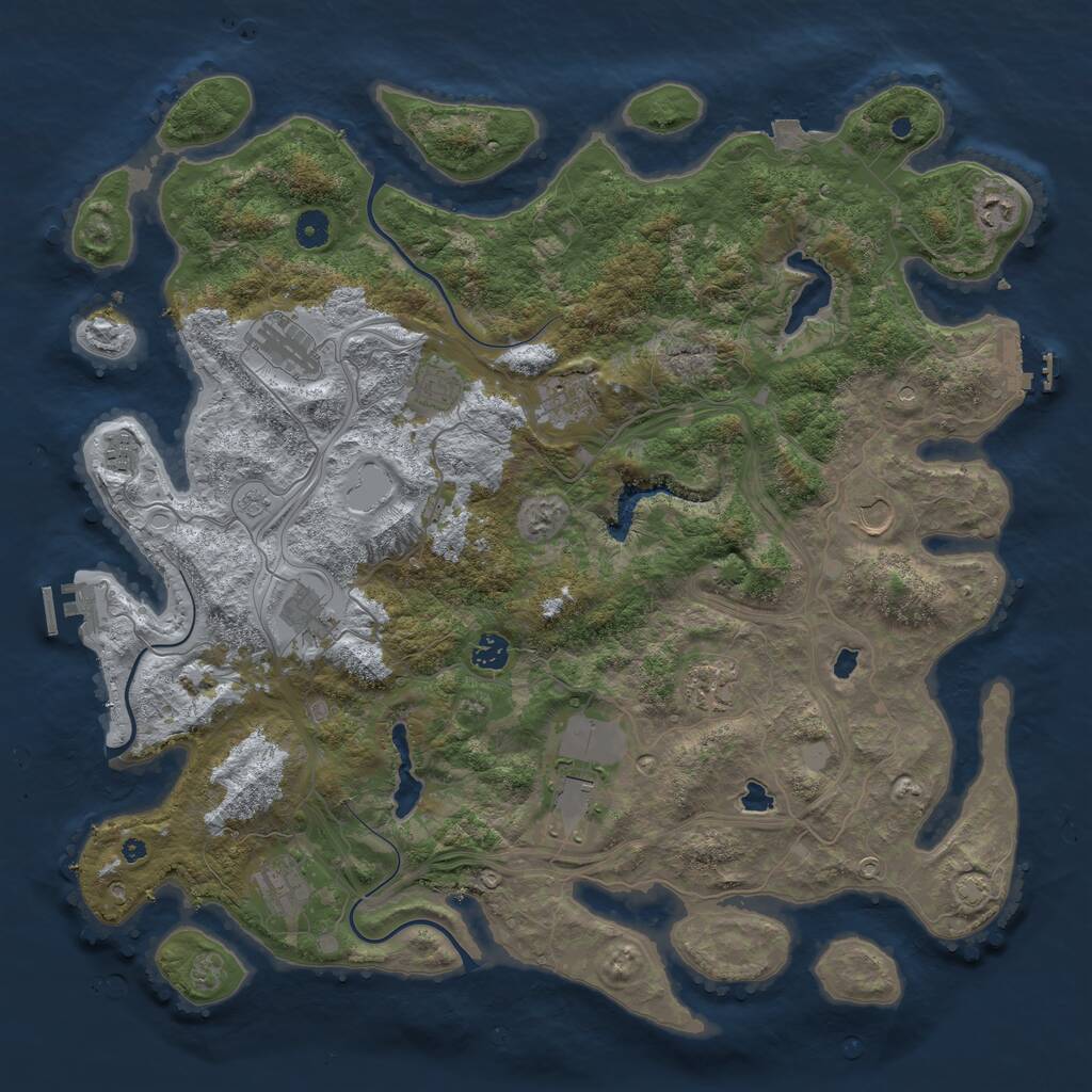 Rust Map: Procedural Map, Size: 4500, Seed: 937438346, 17 Monuments
