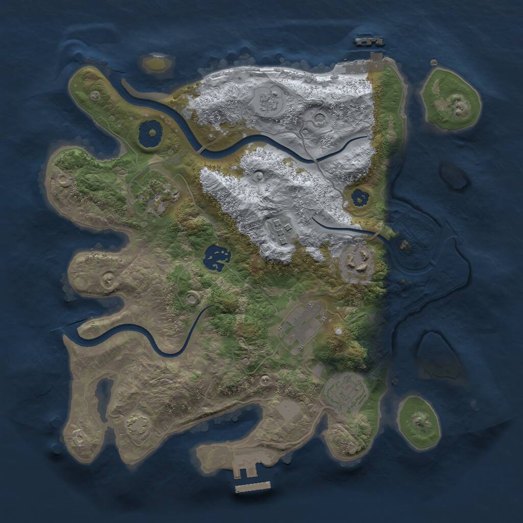 Rust Map: Procedural Map, Size: 3000, Seed: 737926944, 12 Monuments