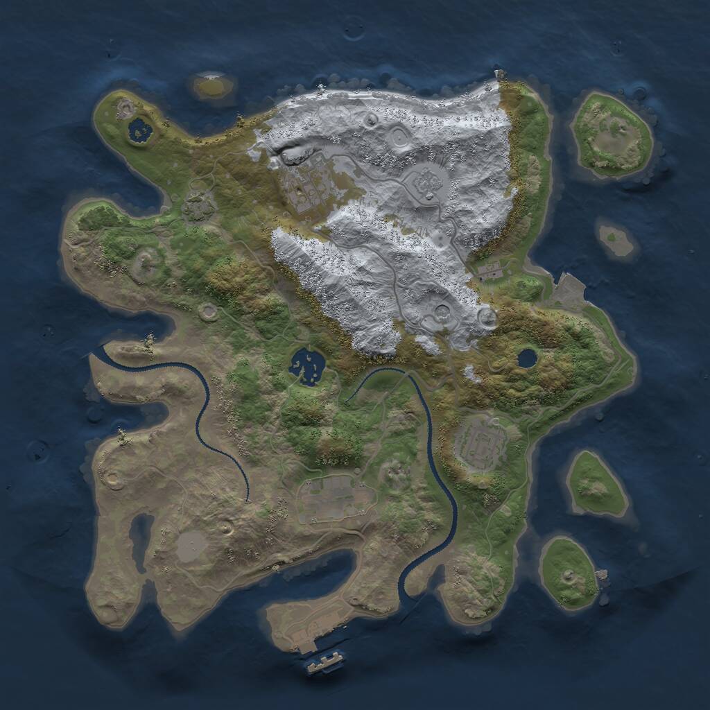 Rust Map: Procedural Map, Size: 3000, Seed: 737926944, 9 Monuments