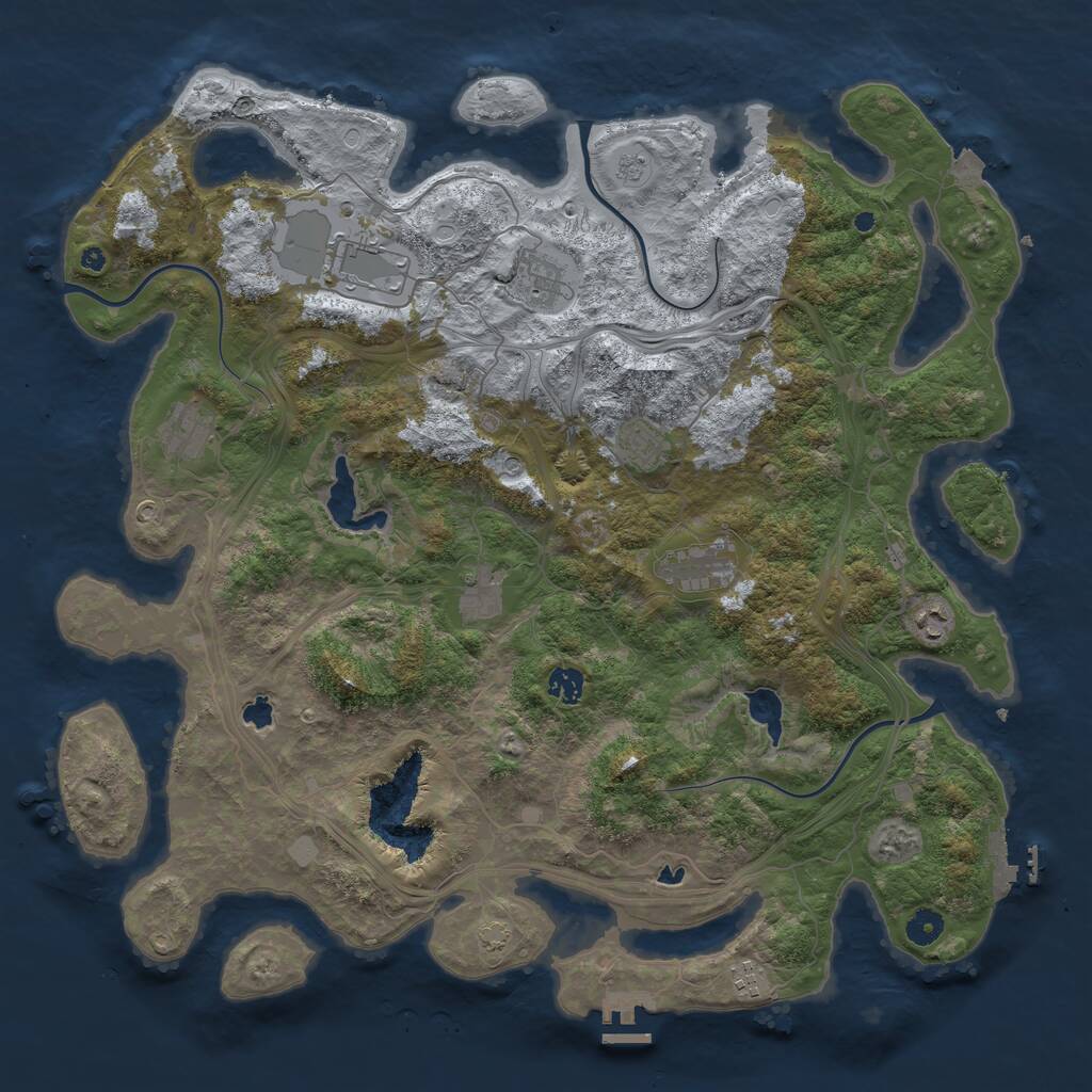 Rust Map: Procedural Map, Size: 4500, Seed: 1869404628, 15 Monuments