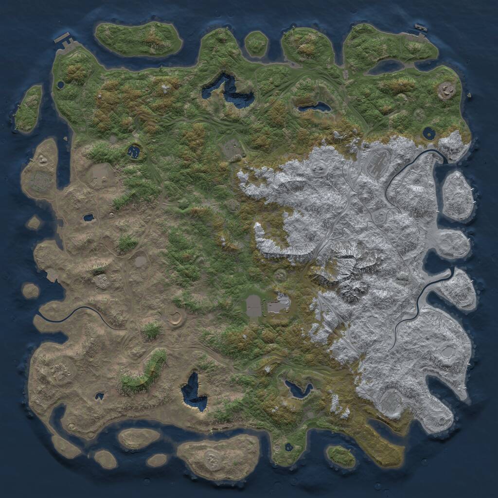 Rust Map: Procedural Map, Size: 6000, Seed: 1235546, 17 Monuments
