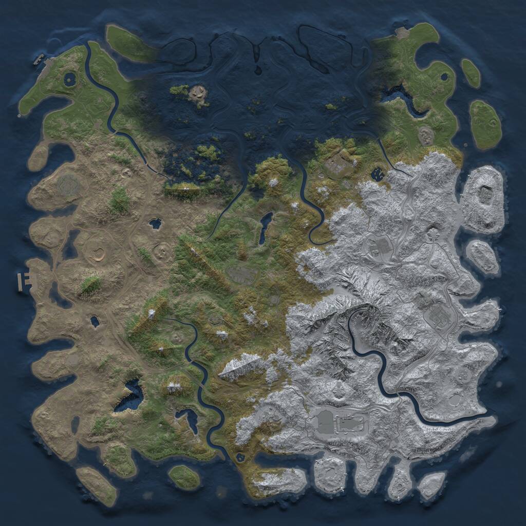 Rust Map: Procedural Map, Size: 6000, Seed: 757575, 17 Monuments