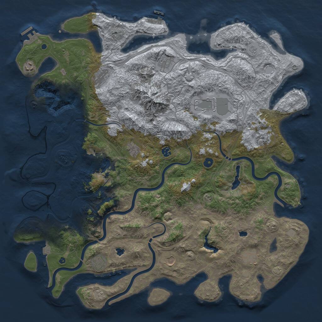 Rust Map: Procedural Map, Size: 5000, Seed: 11412, 17 Monuments