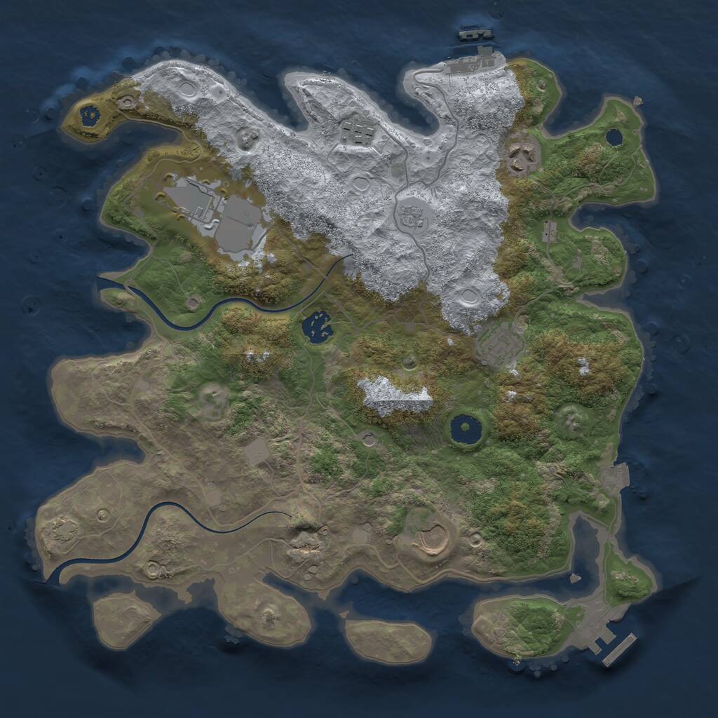 Rust Map: Procedural Map, Size: 3500, Seed: 45455, 12 Monuments