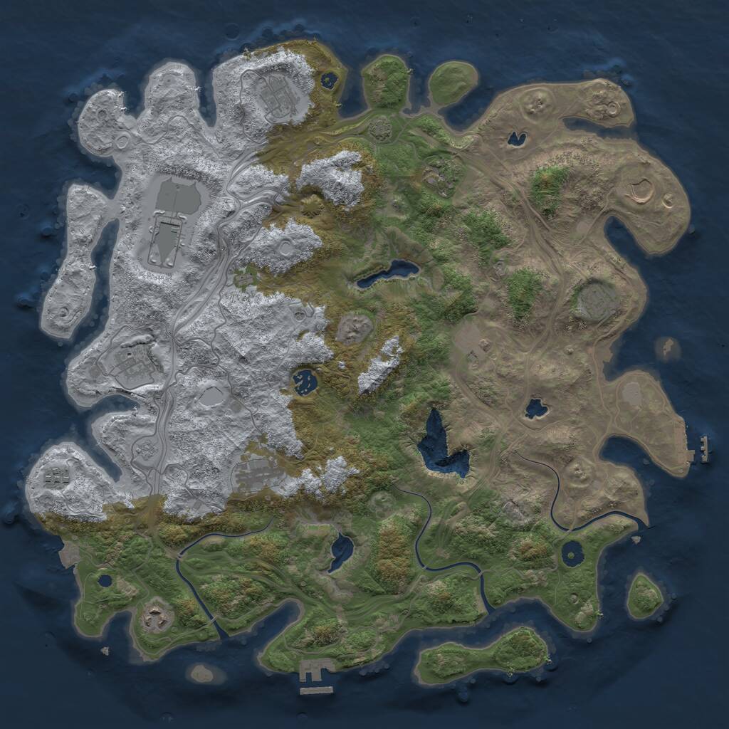 Rust Map: Procedural Map, Size: 4500, Seed: 464448956, 17 Monuments