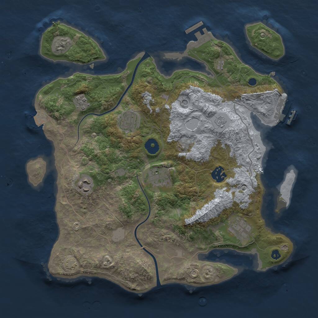 Rust Map: Procedural Map, Size: 3300, Seed: 714650212, 12 Monuments