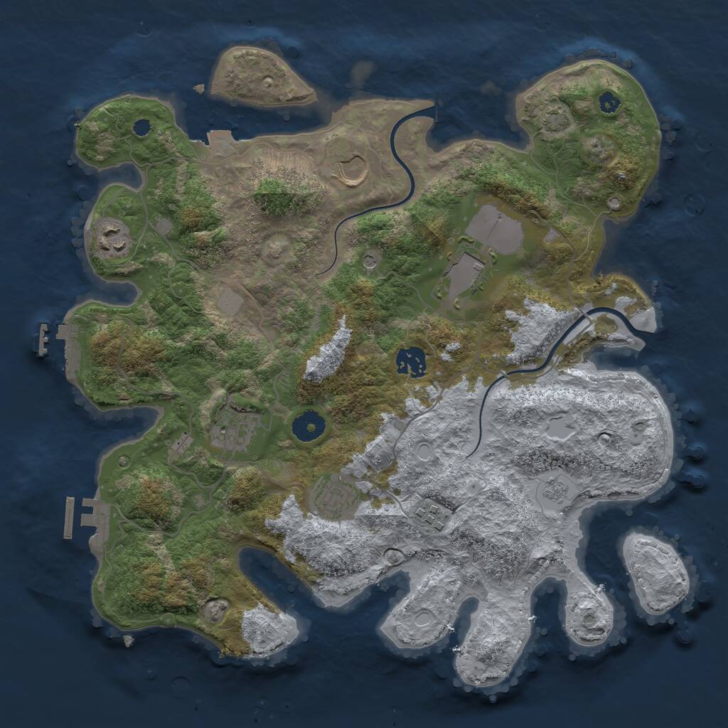 Rust Map: Procedural Map, Size: 3500, Seed: 817772170, 13 Monuments