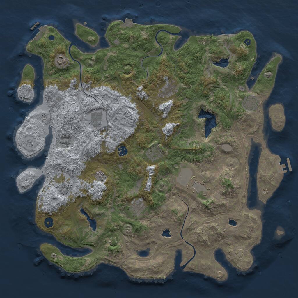 Rust Map: Procedural Map, Size: 4500, Seed: 791358866, 16 Monuments