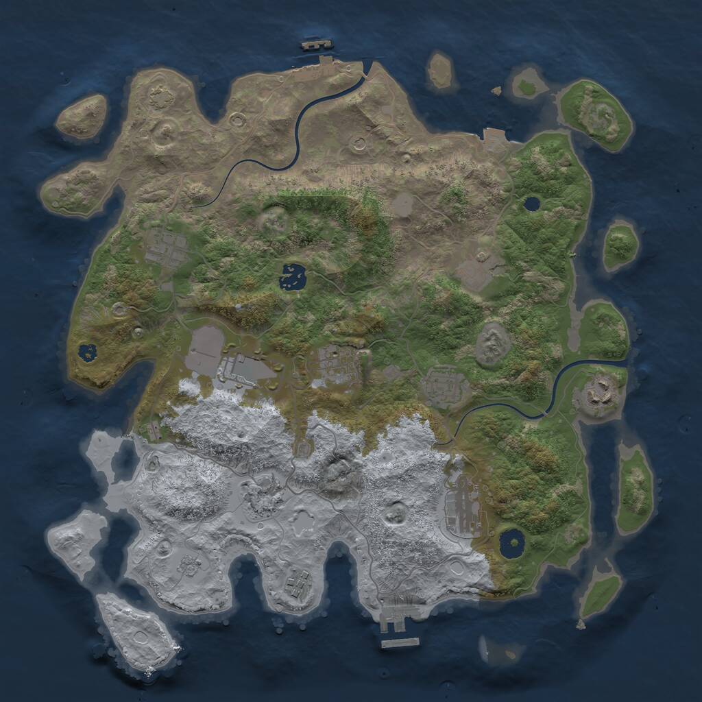 Rust Map: Procedural Map, Size: 3750, Seed: 923564022, 16 Monuments