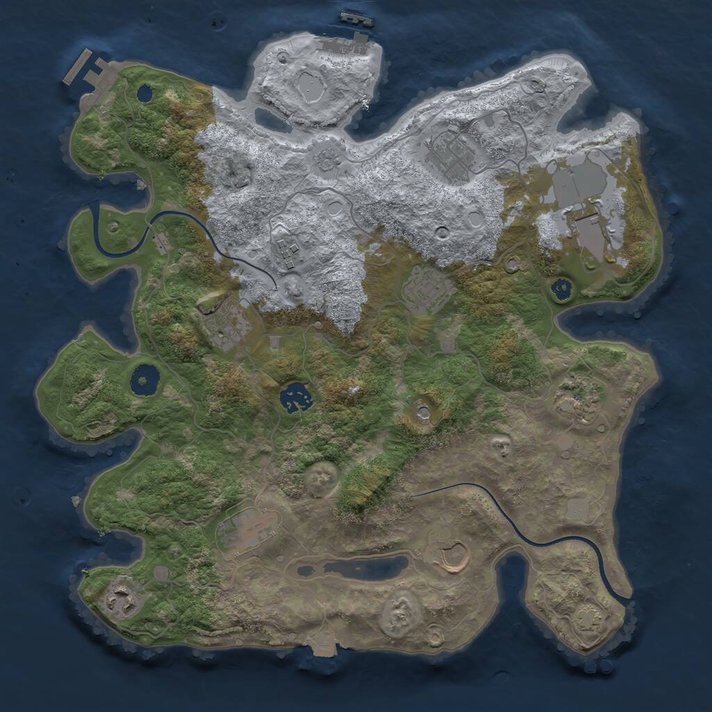 Rust Map: Procedural Map, Size: 3500, Seed: 1102671429, 16 Monuments