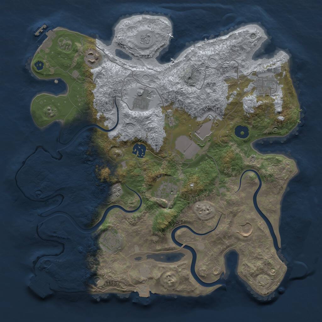 Rust Map: Procedural Map, Size: 3500, Seed: 1102671429, 15 Monuments