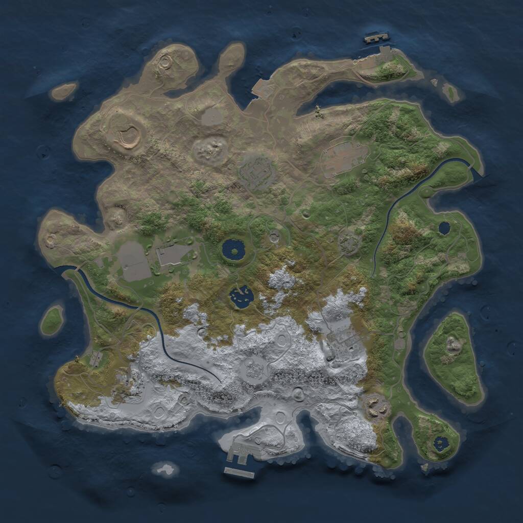 Rust Map: Procedural Map, Size: 3500, Seed: 1998668954, 14 Monuments