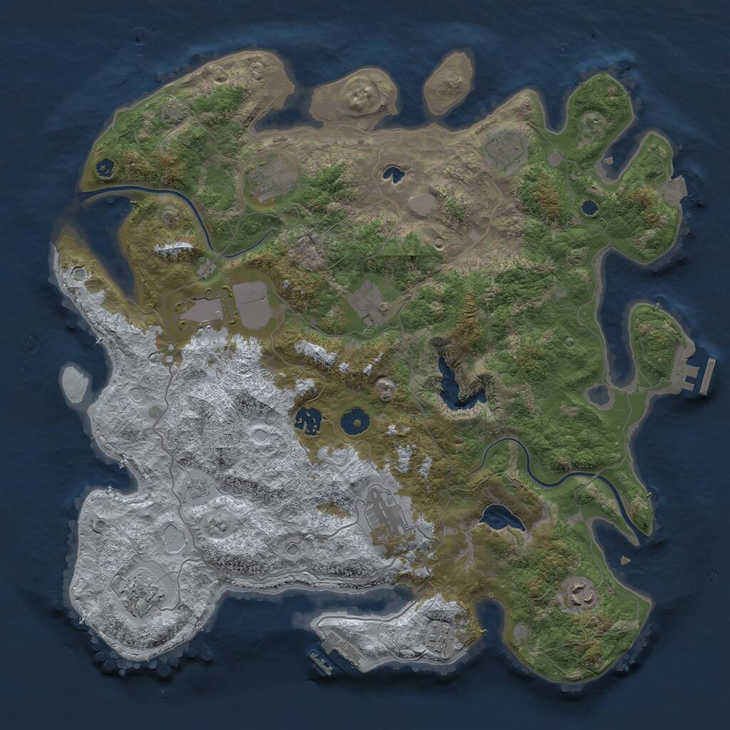 Rust Map: Procedural Map, Size: 4000, Seed: 2143651228, 15 Monuments