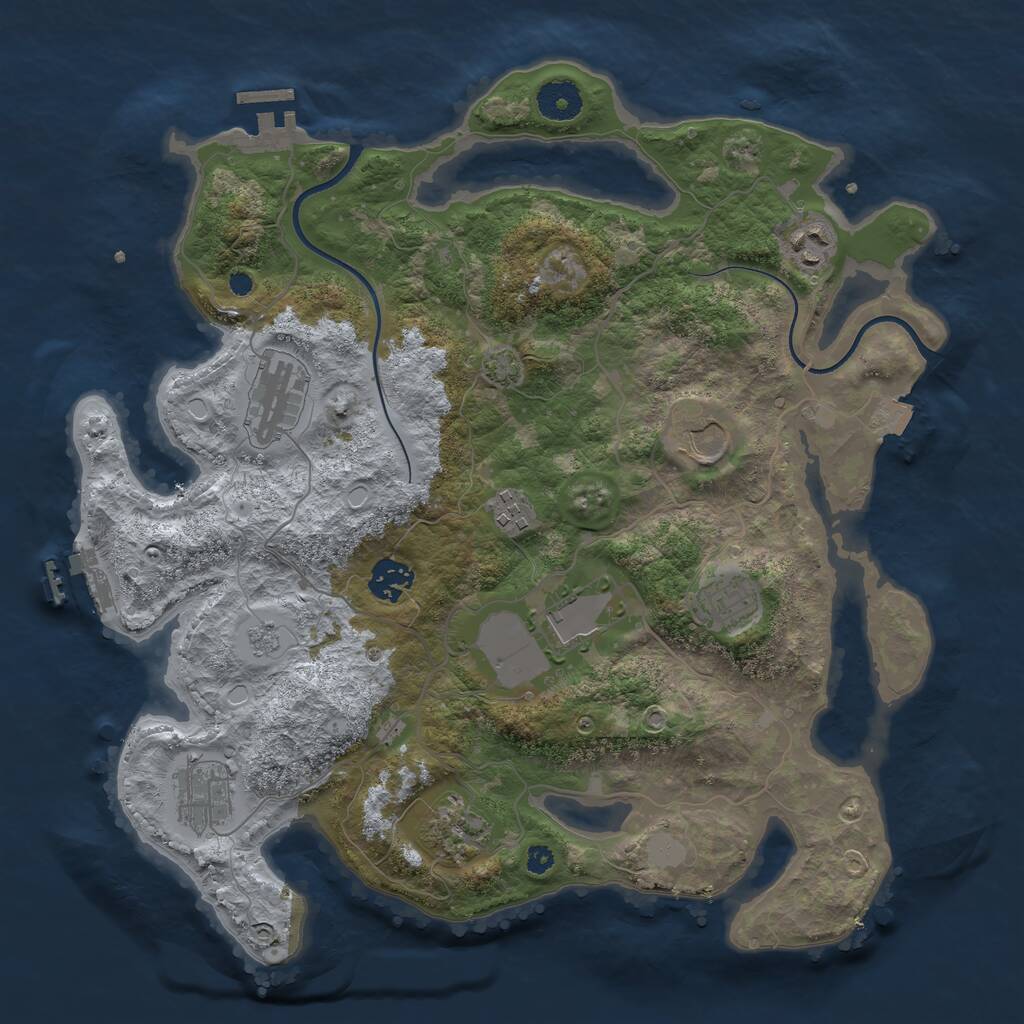 Rust Map: Procedural Map, Size: 3600, Seed: 1158, 14 Monuments