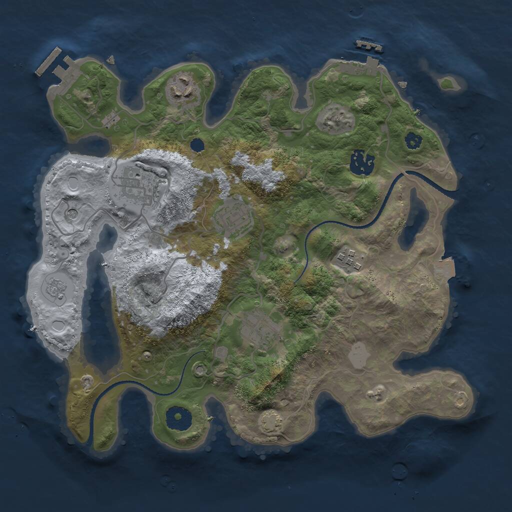 Rust Map: Procedural Map, Size: 3000, Seed: 405183023, 12 Monuments