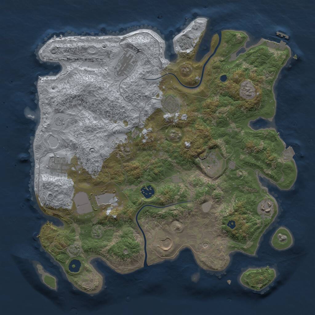 Rust Map: Procedural Map, Size: 3750, Seed: 1320633309, 15 Monuments