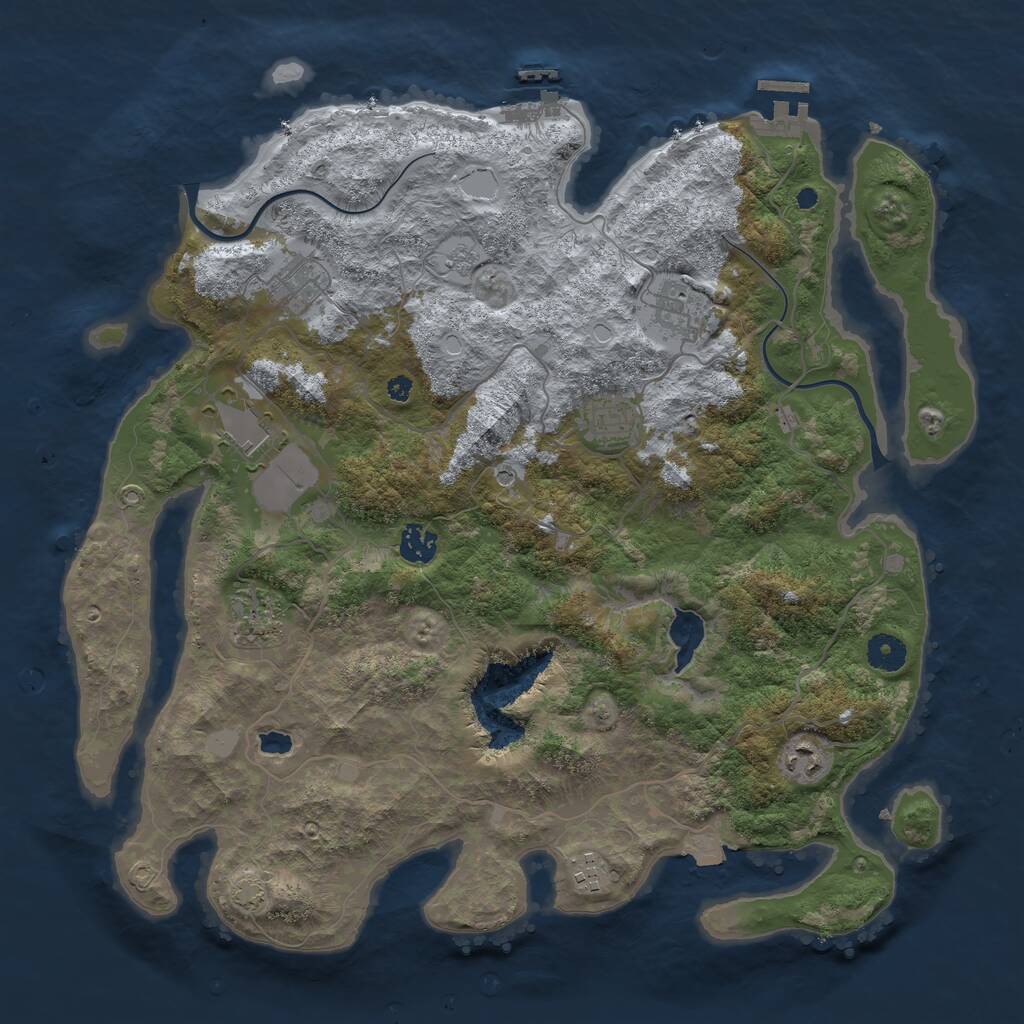 Rust Map: Procedural Map, Size: 4000, Seed: 488291133, 14 Monuments