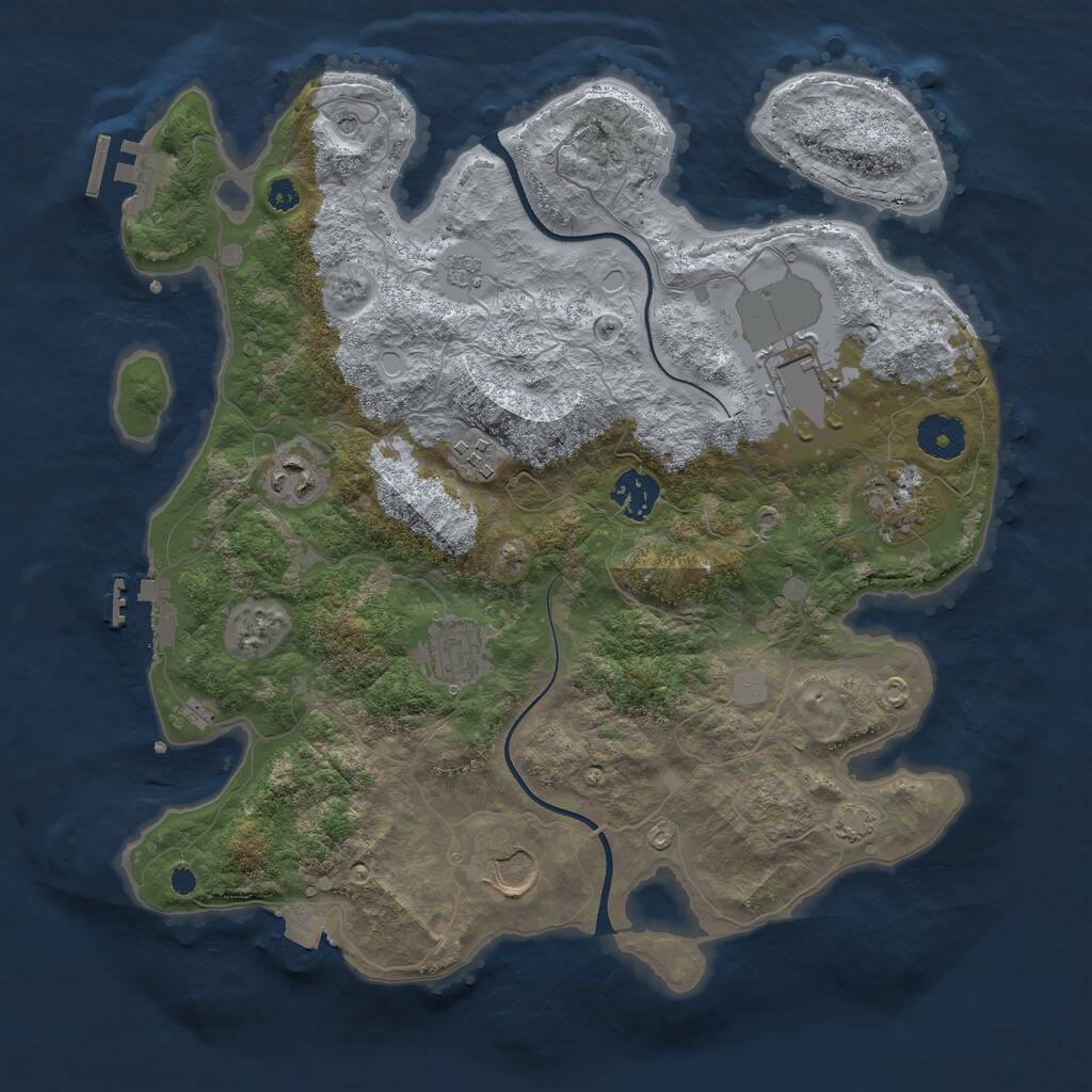 Rust Map: Procedural Map, Size: 3500, Seed: 2125273566, 13 Monuments
