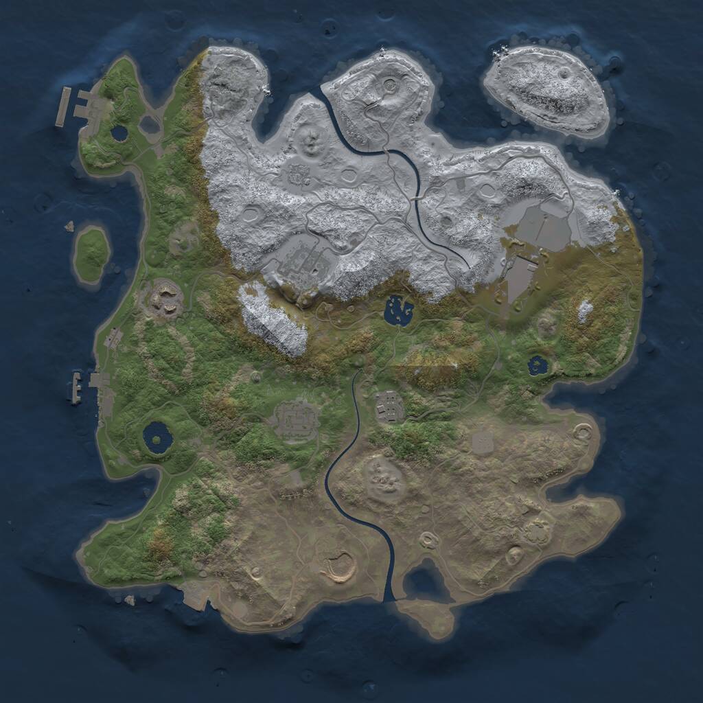 Rust Map: Procedural Map, Size: 3500, Seed: 2125273566, 13 Monuments