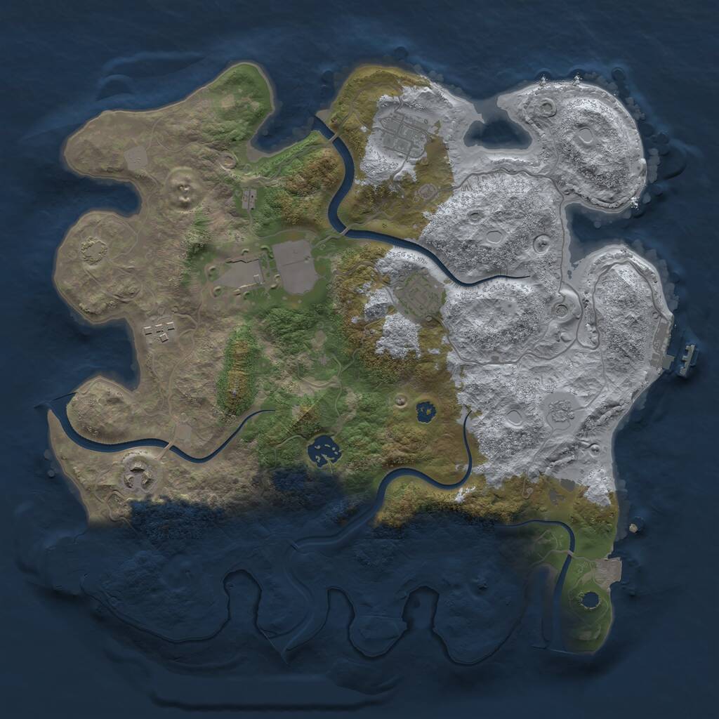 Rust Map: Procedural Map, Size: 3500, Seed: 1717948959, 12 Monuments