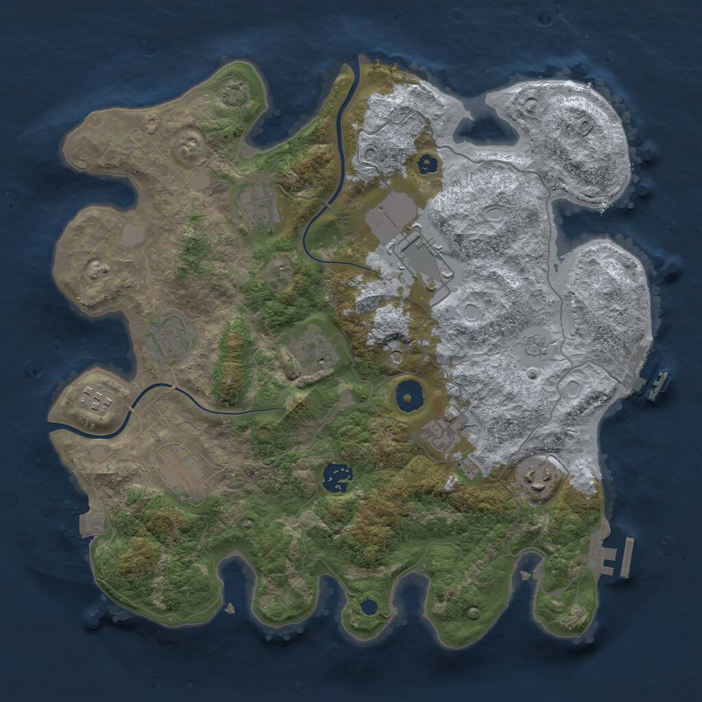 Rust Map: Procedural Map, Size: 3500, Seed: 1717948959, 15 Monuments