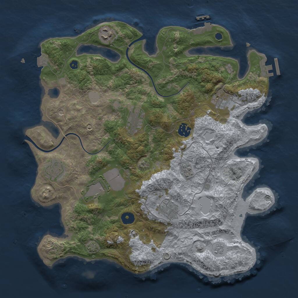 Rust Map: Procedural Map, Size: 3500, Seed: 118555, 14 Monuments