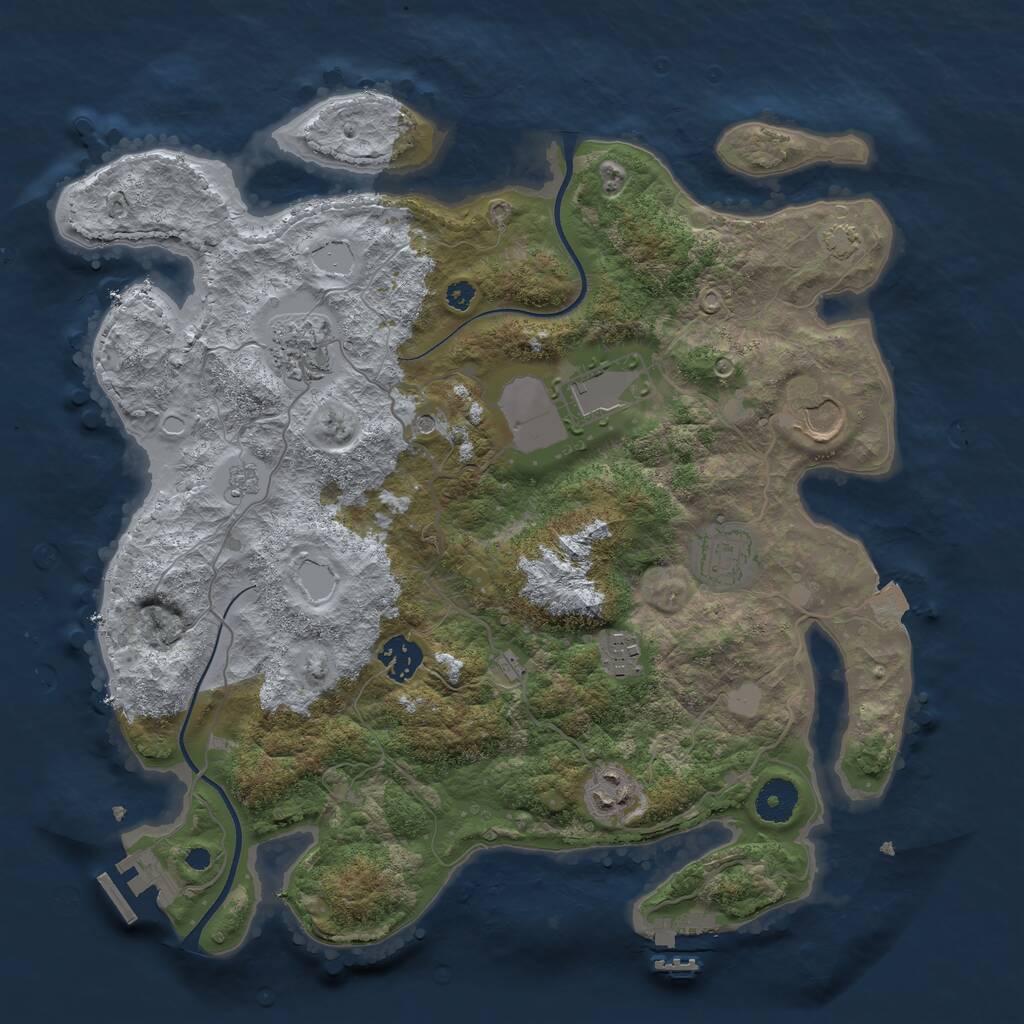 Rust Map: Procedural Map, Size: 3600, Seed: 540436103, 13 Monuments