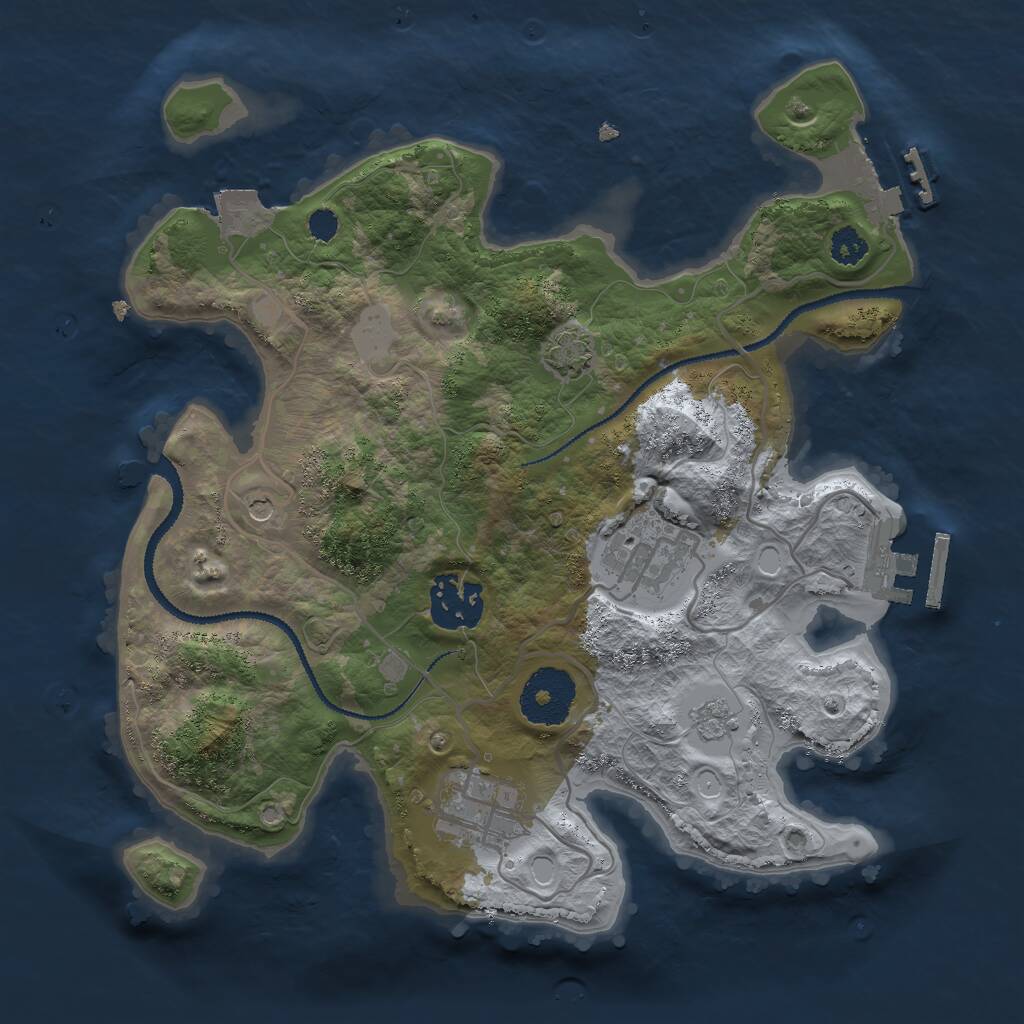 Rust Map: Procedural Map, Size: 2750, Seed: 1569695207, 9 Monuments